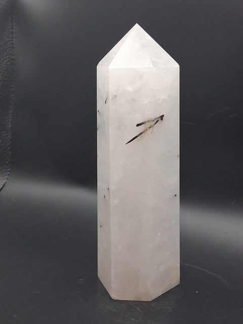 Large Tourmilated quartz tower! 1.11 pounds, 7 inches tall