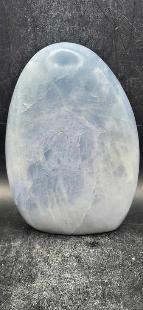 Blue calcite free form! 1.6 pounds, 4.5 inches tall, 3.5 wide