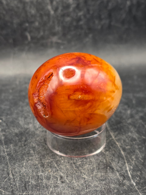 Druzy Carnelian agate egg! 4.5 ounces, 2 inches tall, 1.6" wide