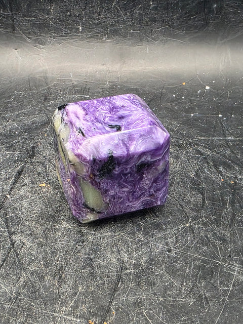 Super rare charoite cube! 2.2 ounces, 1.1 inch by 1.1 inch
