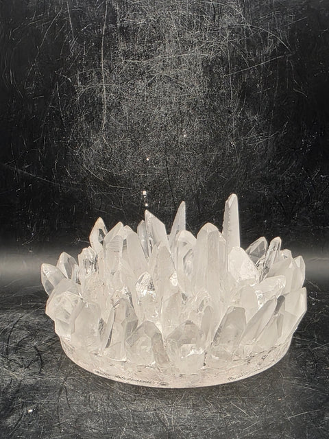 Lemurian quartz candle holder! 14 ounces, 4 inches wide!