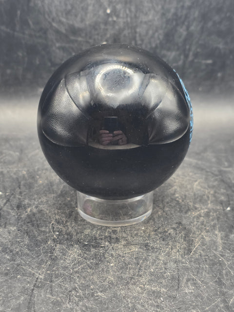 Black obsidian blue tree of life sphere, 2.3 inches, 10 ounces!