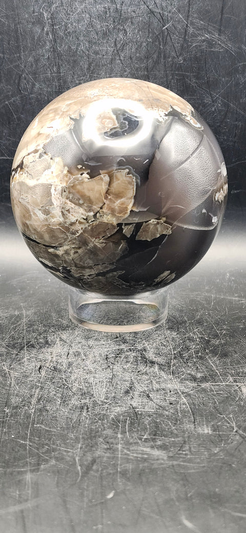 Volcanic agate sphere! 90.1mm, 3.5 inches, 2.3 pounds