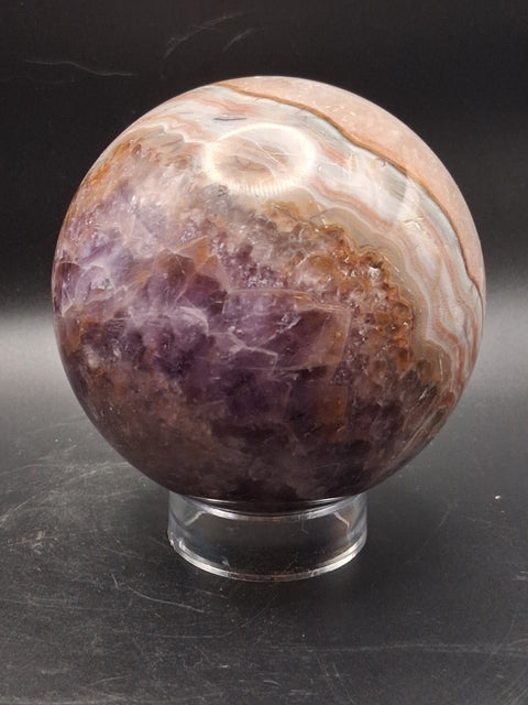 Large amethyst lace agate sphere! 89.6mm, 3.5", 2.3 pounds