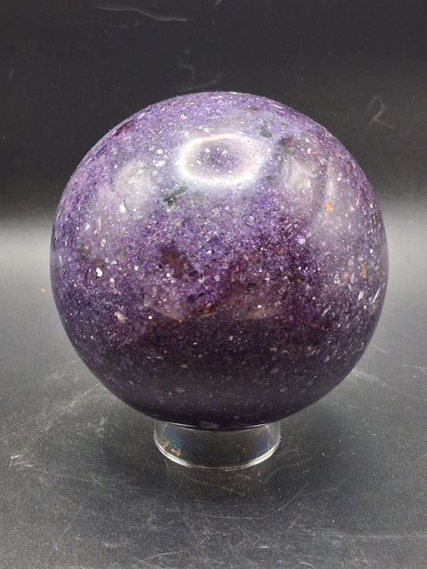 Large lepidolite sphere! 78.8mm, 3.1 inches, 1.8 pounds
