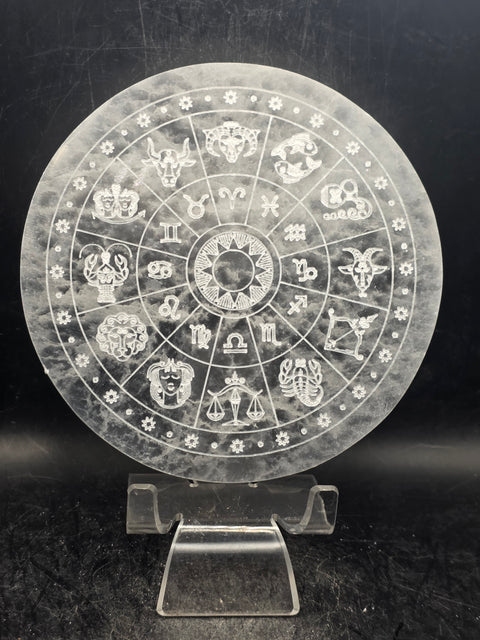 Zodiac selenite charging plate! 4.7 inches 12cm wide!!