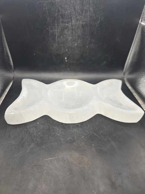 Triple moon goddess selenite bowl! 7.5 inches wide, 1.2 pounds