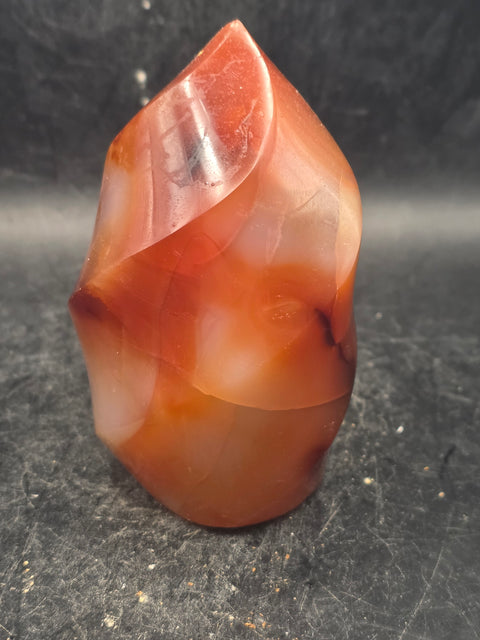 Carnelian agate flame tower! 10 ounces, 3.2 inches tall, 2.2" wide!