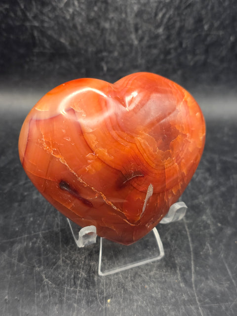 Carnelian agate heart! 7.2 ounces, 3 inches wide, 2.5 tall