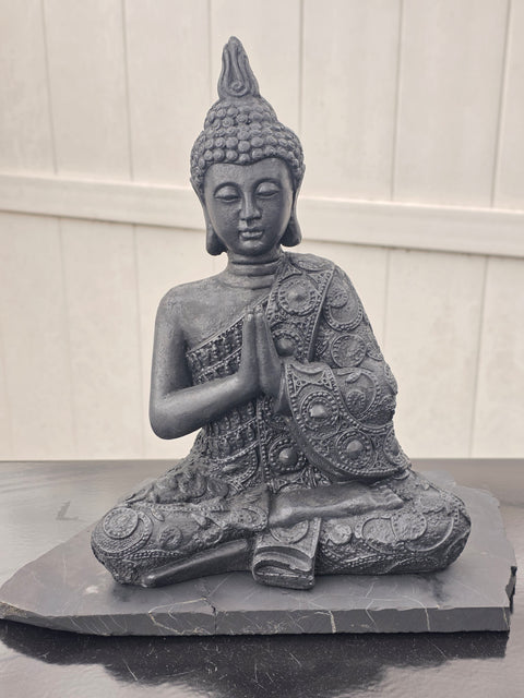 XL shungite praying Buddha figurine! 5.14 pounds, 11 inches tall