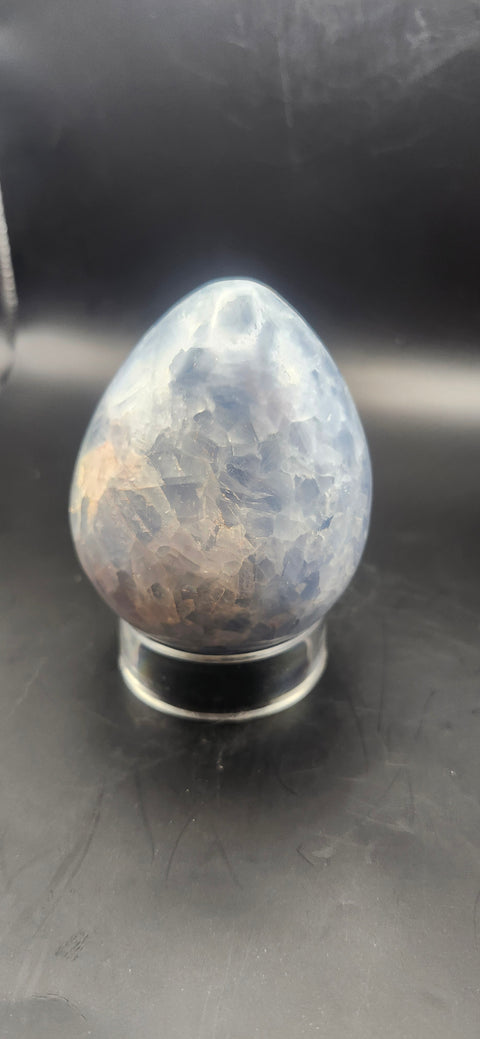 Blue calcite egg. 2.8 inches, 11.2 ounces