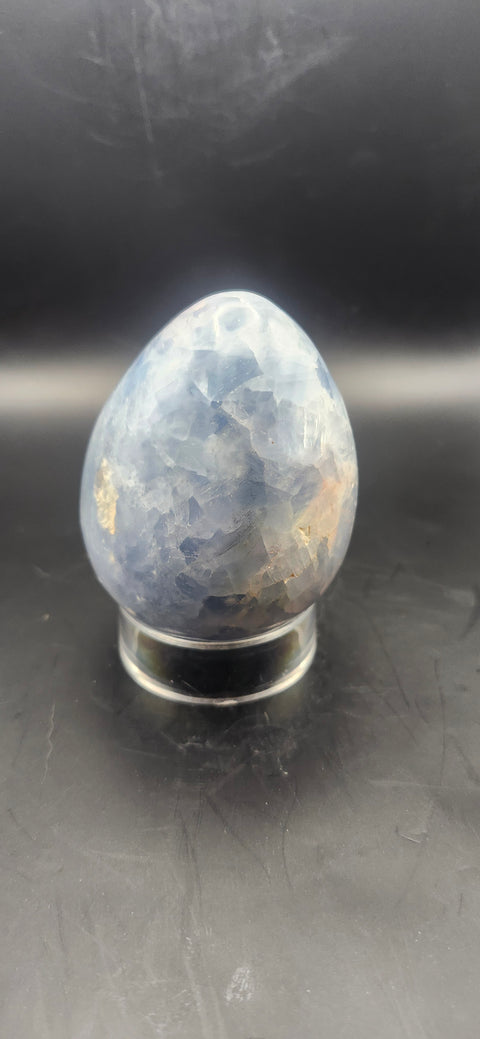 Blue calcite egg. 2.8 inches, 11.2 ounces