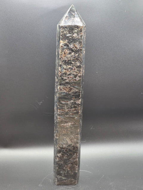 Jumbo arfvedsonite tower! 12 inches tall, 2.8 pounds