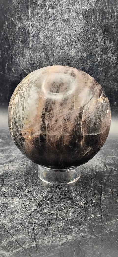 Black moonstone sphere! 73mm, 2.8 inches, 1.2 pounds