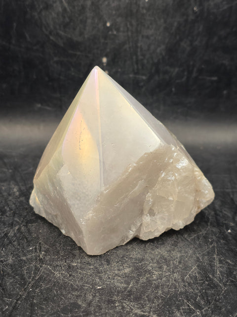 White pearl aura quartz! 9 ounces, 2.4 inches tall, 2.3" wide