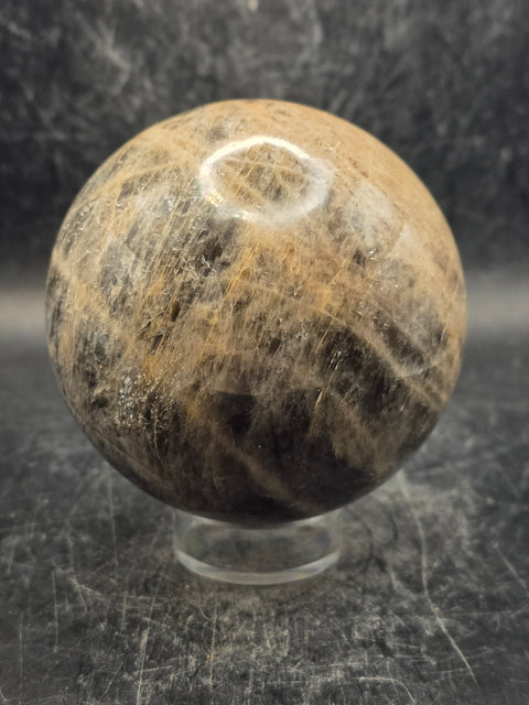 Black moonstone sphere! 73.5mm, 2.8 inches, 1.2 pounds