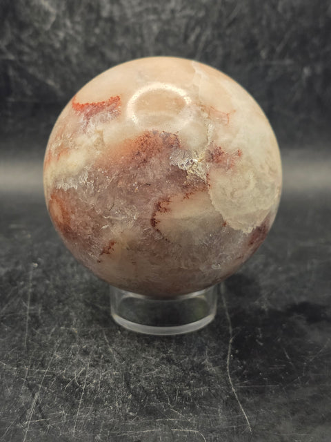 Pink amethyst flower agate sphere! 66mm, 2.6 inches, 13.8 ounces