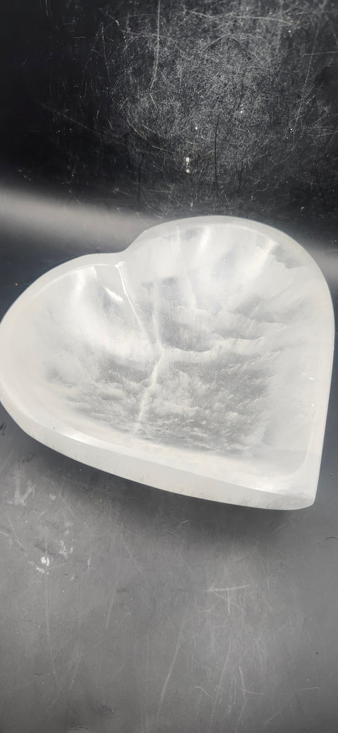 Selenite heart bowl! 1.10 pounds, 5.5 inches wide