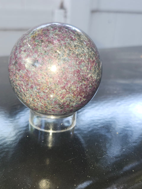 Ruby in kyanite sphere! 13.7 ounces, 58.4mm, 2.30 inches uv reactive