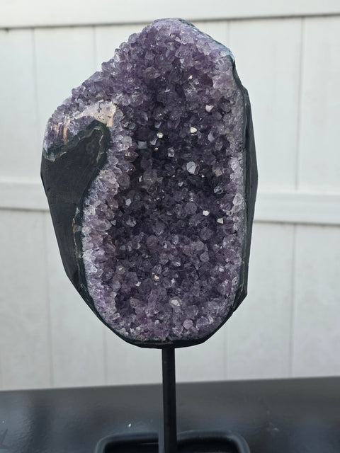 XXL grade AA amethyst on metal stand 4.15 pounds 11 inches tall with stand