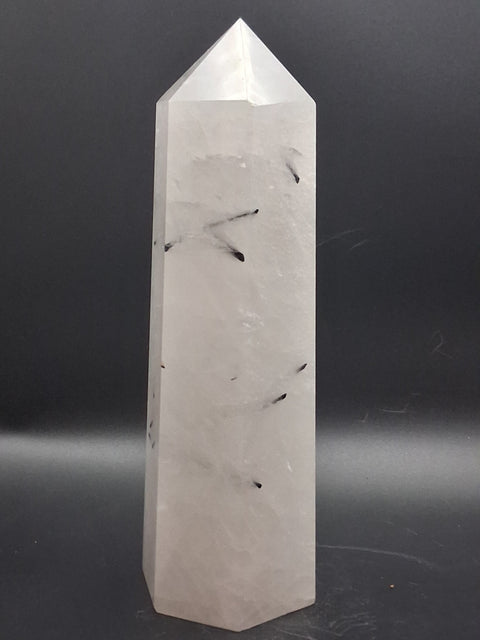 Large Tourmilated quartz tower! 1.11 pounds, 7 inches tall