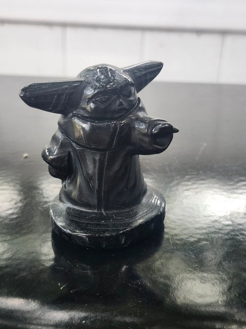 Black obsidian yoda! 3.9 ounces, 2.5 inches