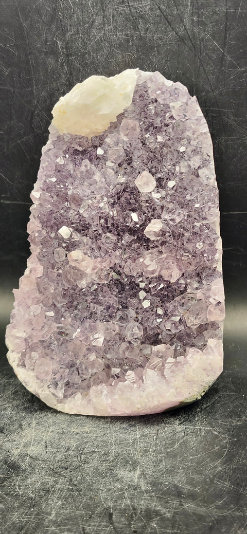 Amethyst cut base free form! 1.8 pounds, 5 inches tall 3 by 3 wide
