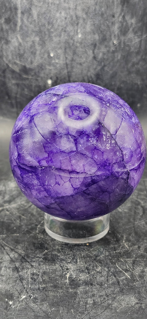 Purple crackle quartz uv reactive! 61.9mm, 2.4 inches, 11.5 ounces