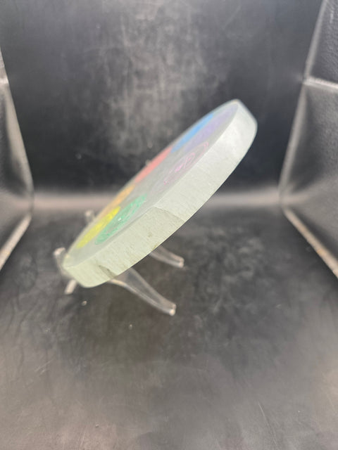 Large 7 Chakra selenite charging plate!! 5.25 inches!