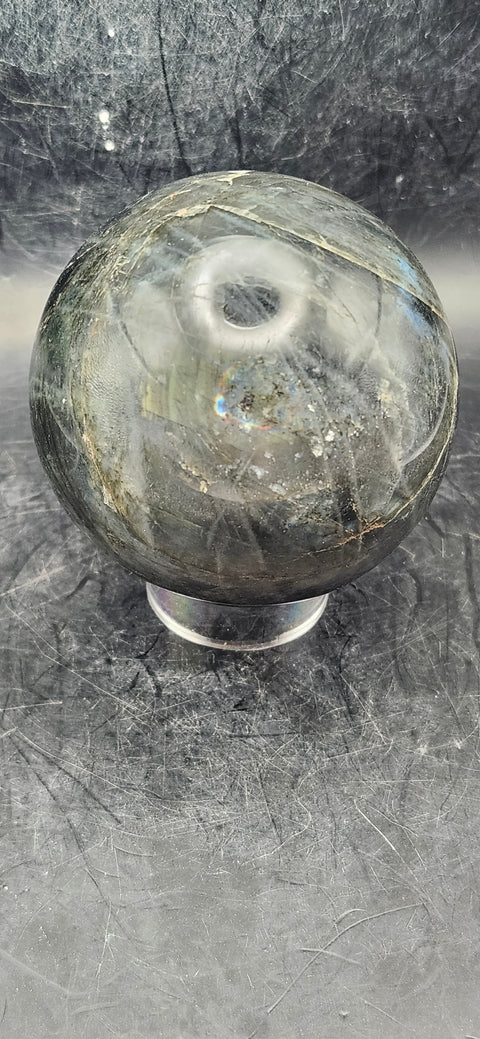 Labradorite sphere! 67mm, 2.6 inches! 15 ounces