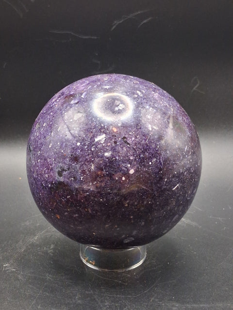 Large lepidolite sphere! 78.8mm, 3.1 inches, 1.8 pounds