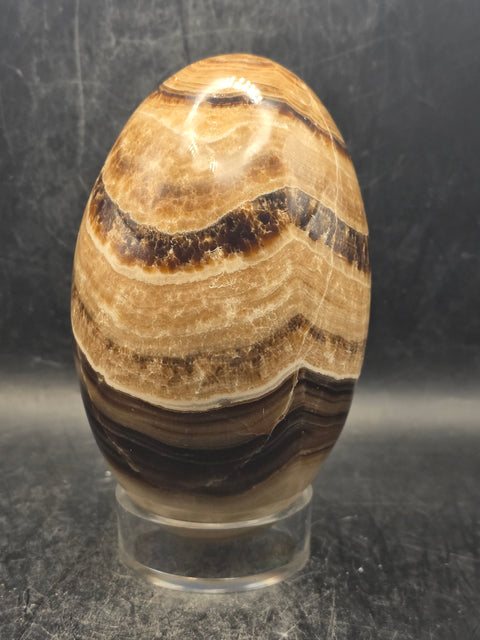 Chocolate calcite lingam! 1.6 pounds, 4.2 inches tall, 2.5" wide!