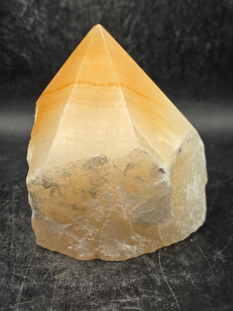 Orange calcite polished top point! 1 pound, 3.1 inches tall, 3.2" wide