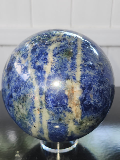 Massive blue sodalite sphere! 4.14 pounds, 114mm, 4.5 inches