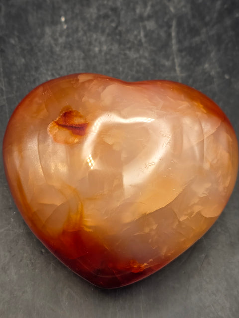 Druzy Carnelian agate heart! 7 ounces, 2.6 inches wide, 2.4" tall
