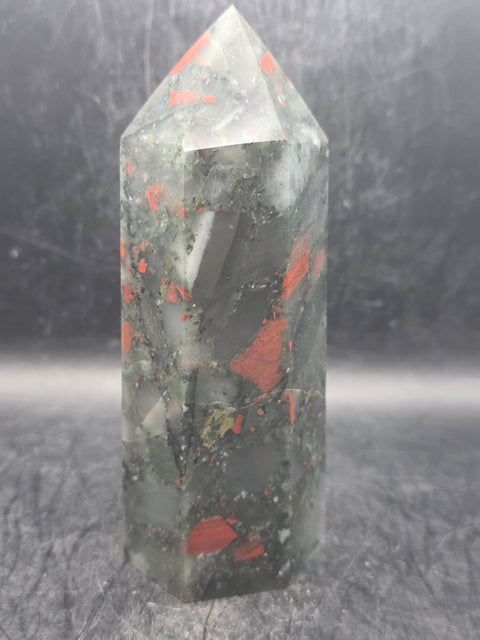 Large African bloodstone tower! 5 inches tall, 15.5 ounces!