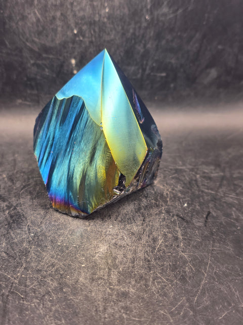 Titanium obsidian polished top point! 2.8 inches tall, 8 ounces!