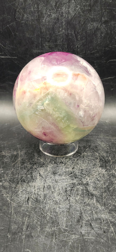 Candy florite sphere! 70.5mm, 2.7 inches, 1.4 pounds