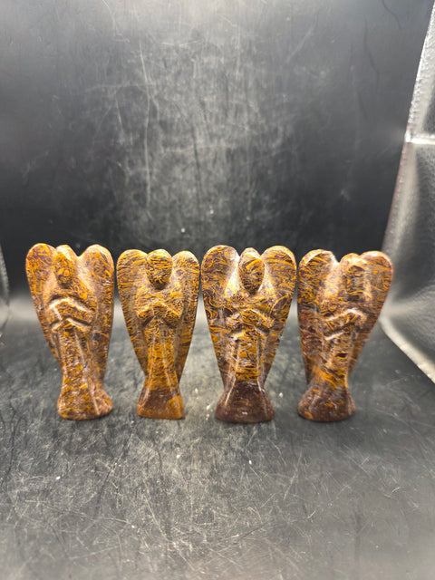 Miriam jasper gemstone angel! 3 inches tall, 1.6 ounces!