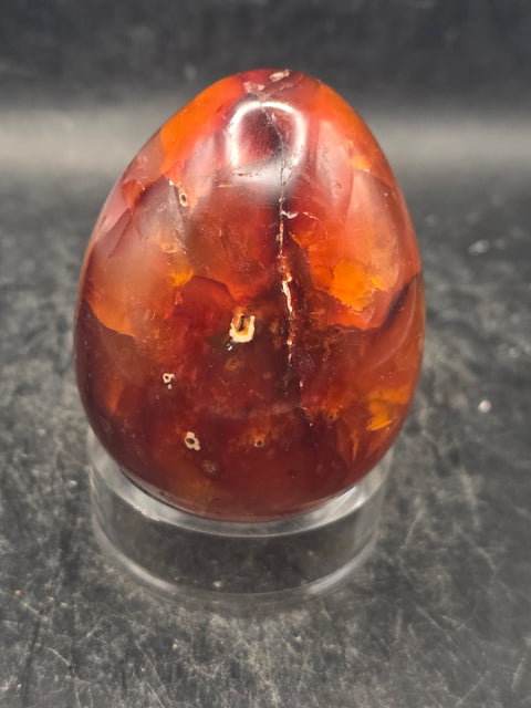 Carnelian agate egg! 7.5 ounces, 2.5 inches tall, 1.9 inches wide