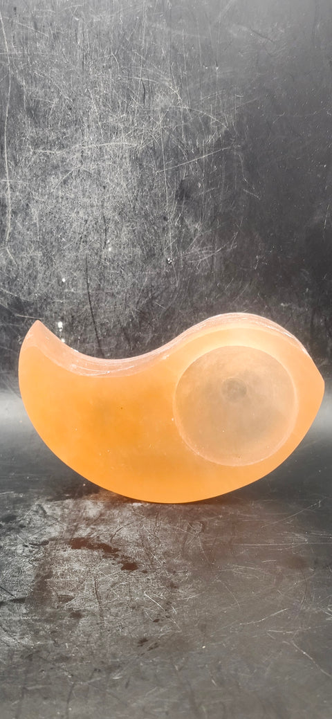 Selenite yin and yang sphere/ candle holder 1 pound, 4 inches