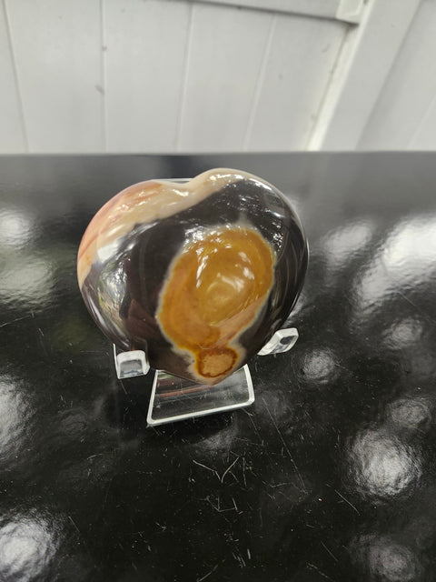 Polychrome jasper heart! 8.5 ounces, 3 inches wide