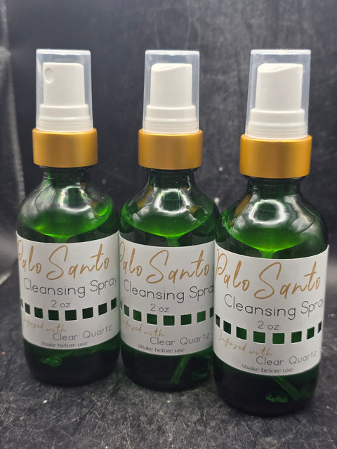 Palo santo cleansing spray infused with clear quartz!