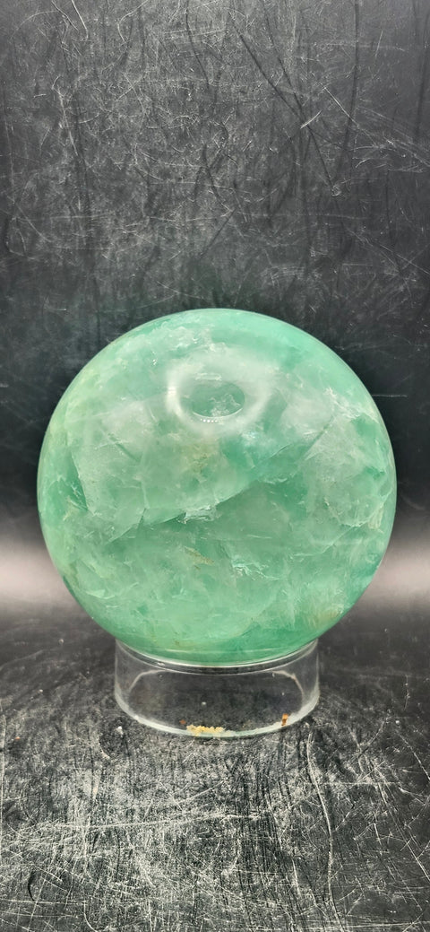 Green florite sphere! 75mm, 2.9 inches, 1.9 pounds!
