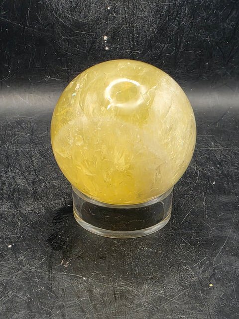 Lemon quartz sphere! 61mm, 2.4 inches, 11.2 ounces +