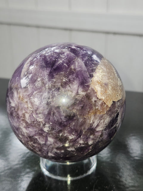 Dream amethyst sphere! 85.5mm, 3.36 inches, 1.15 pounds