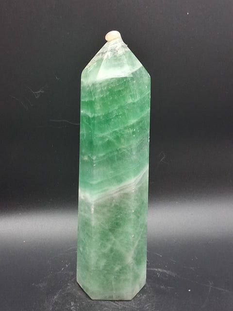 Large green Florite tower! 1.4 pounds, 6.5 inches tall