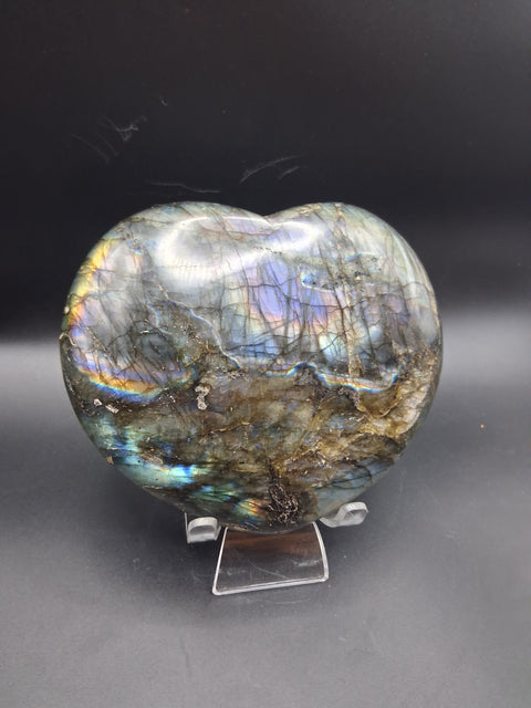 Large labradorite heart! 2.3 pounds, 5 by 5 inches