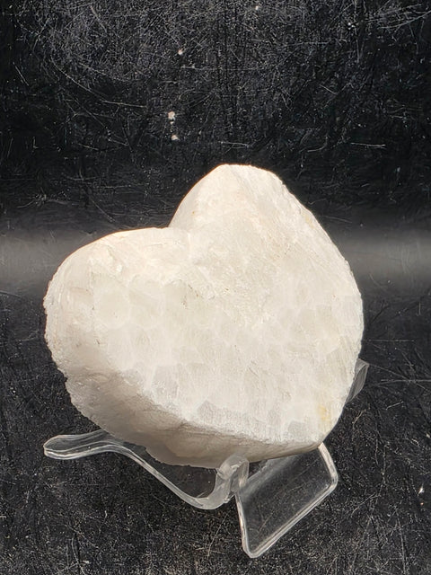 White pearl aura quartz heart! 4 ounces, 2.6 inches wide, 2.2" tall