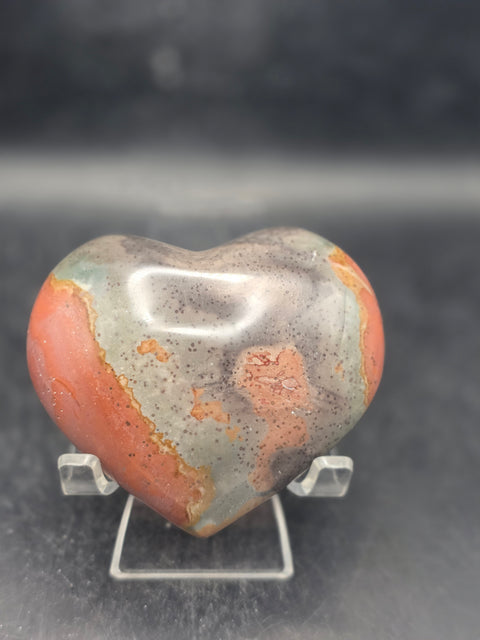 Polychrome jasper heart! 7.7 ounces, 2.9 inches wide, 2.5" tall